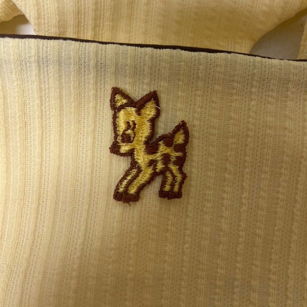 Vintage Yellow Ribbed Baby Romper with Fawn - Picture 3 of 4